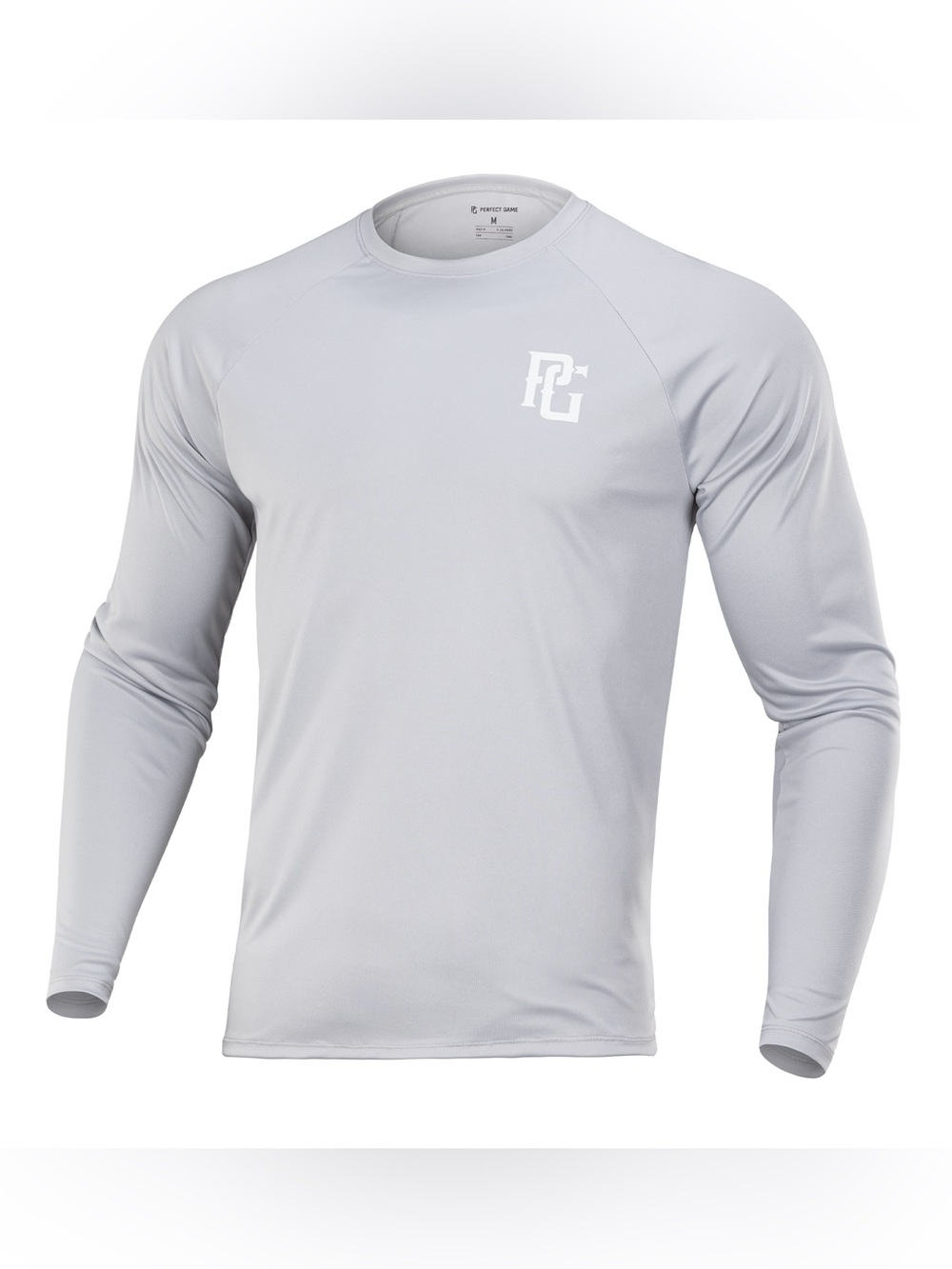 Perfect Game Men’s Essential Long Sleeve Tee, Light Gray, Size: L
